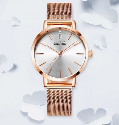 Reloj de cuarzo con correa de malla metálica - Image 9