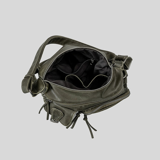 Bolso Moto Retro Hot Girl Marrón Multibolsillos - Image 20