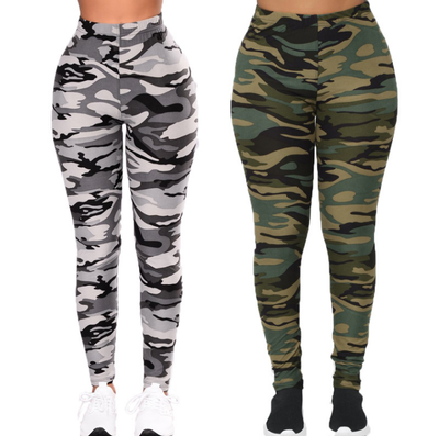 Leggings Casuales con Estampado Camuflaje Gris - Image 20