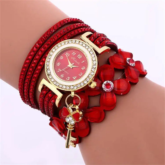Reloj Pulsera de Cristal y Strass Dorado - Image 5