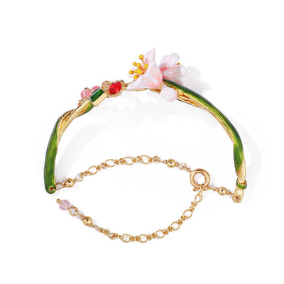 Pulsera Ajustable de Esmalte Pintada a Mano - Flores del Bosque Francés - Image 2
