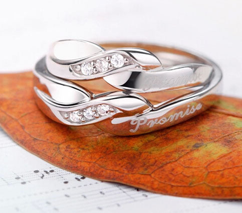 Anillo de Compromiso para Parejas Baño de Platino Cobre Blanco - Image 2