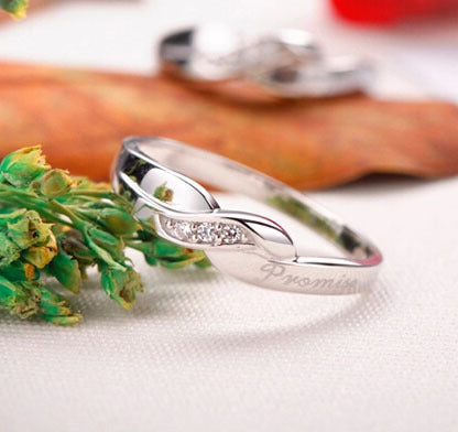 Anillo de Compromiso para Parejas Baño de Platino Cobre Blanco