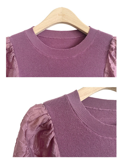 Blusa de Punto con Cuello Redondo y Mangas Abullonadas - Image 19