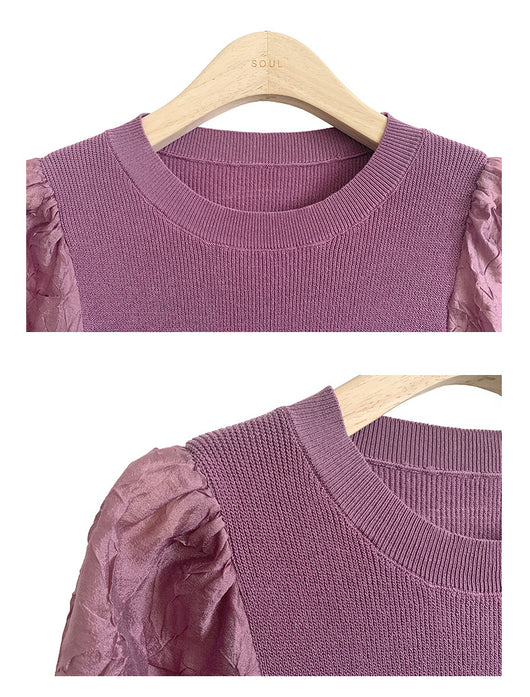 Blusa de Punto con Cuello Redondo y Mangas Abullonadas - Image 19