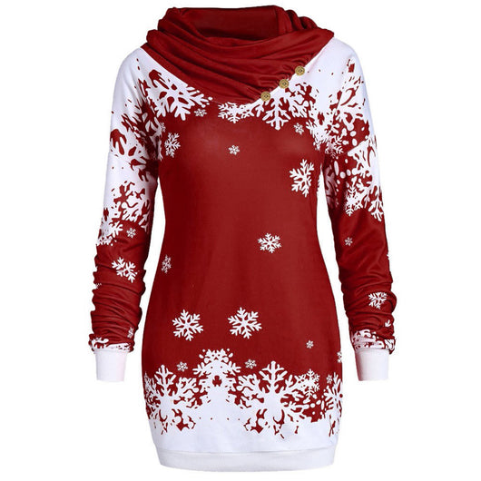 Suéter Estampado con Cuello Bufanda de Manga Larga Navideño - Image 6