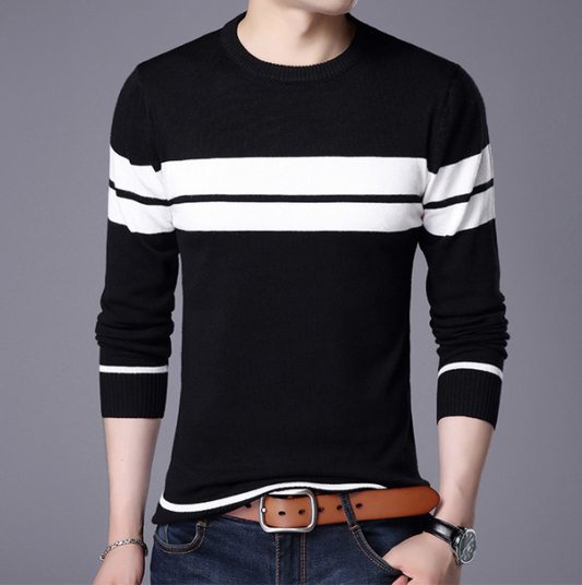 Suéter de Punto para Hombre con Rayas - Cuello Redondo Cálido