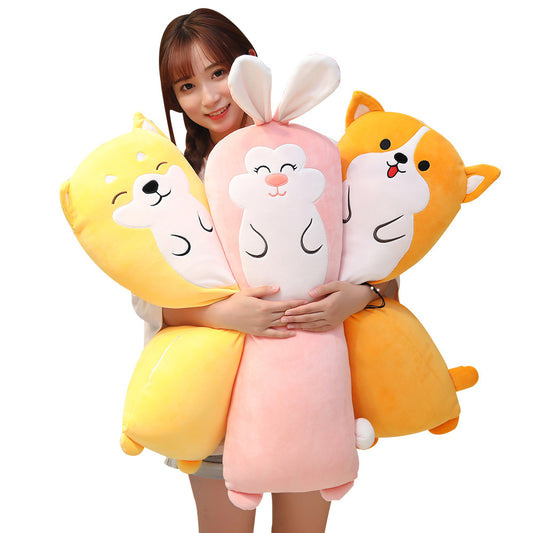 Almohada Peluche Alargada Animales - Perro y Conejo