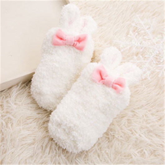 Calcetines de Bebé Niña Coral Fleece Suave con Diseño de Conejito - Image 6