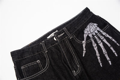 Jeans Negros con Bordado de Calavera para Hombre - Image 6