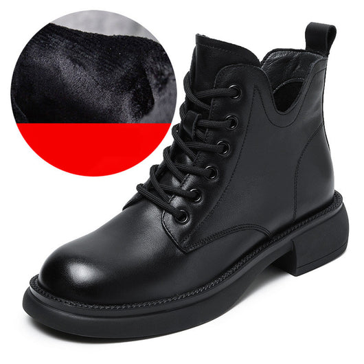 Botas Martin Cortas de Cuero con Cordones y Escote en V - Image 5