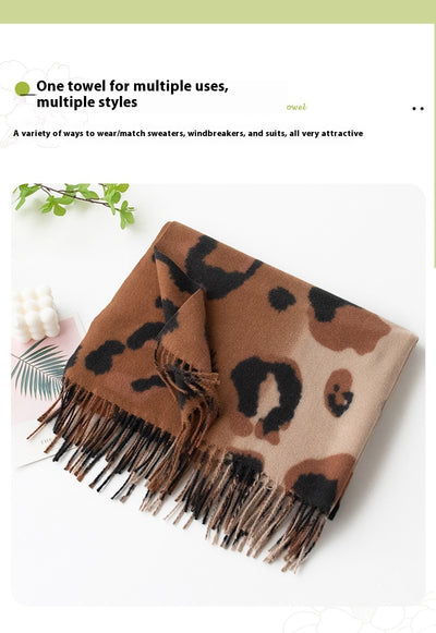 Bufanda Estampado Leopardo Mujer Cashmere Artificial Elegante - Image 10