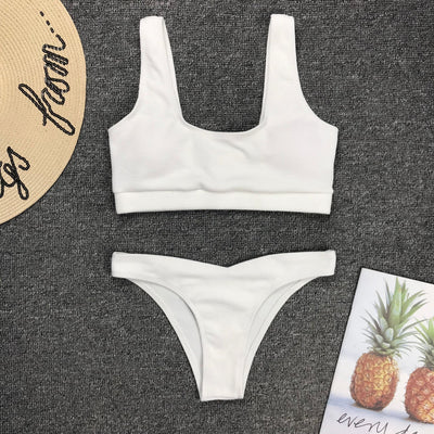 Bikini Deportivo de Corte Alto con Diseño Sólido y Detalles Explosivos - Image 3