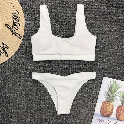 Bikini Deportivo de Corte Alto con Diseño Sólido y Detalles Explosivos - Image 3
