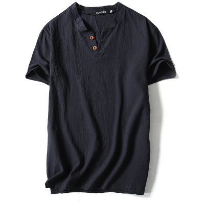 Camiseta de Lino Manga Corta Color Sólido - Image 10