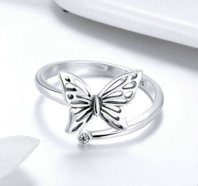 Anillo de Plata 925 Mariposa Vintage Ajustable para Mujer - Joya de Compromiso y Boda - Image 4