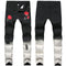 Pantalones Negros con Bordado de Rosas y Detalles Rotos