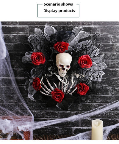 Guirnalda de Calaveras y Rosas Rojas Halloween para Puerta - Image 9
