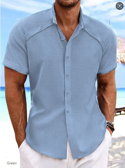 Camisa Hawaiana Casual de Manga Corta Color Sólido - Image 14