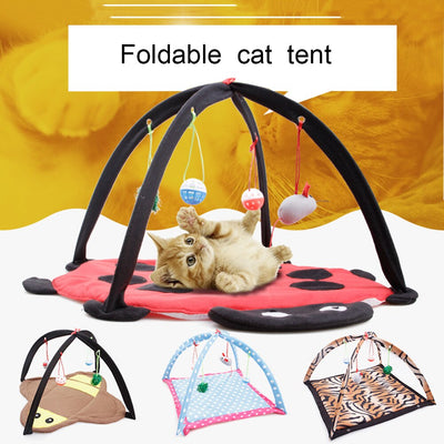 Casa de Juegos para Gatos Plegable con Hamaca y Juguetes Incluidos - Image 6
