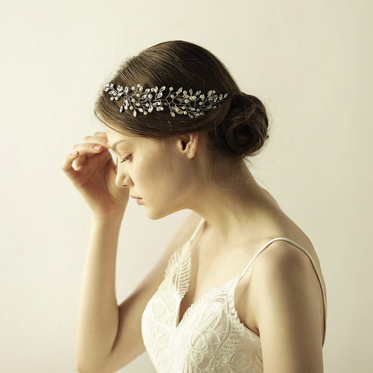 Diadema Nupcial con Perlas y Cristales para Boda