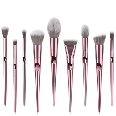 Set de 10 Brochas de Maquillaje con Mango Largo