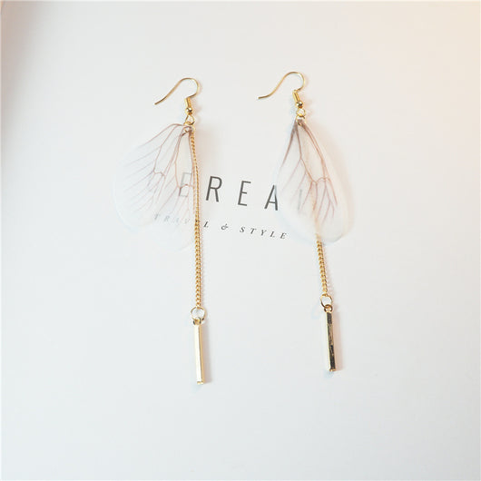 Aretes de Mariposa con Borlas de Plumas Largas - Image 2