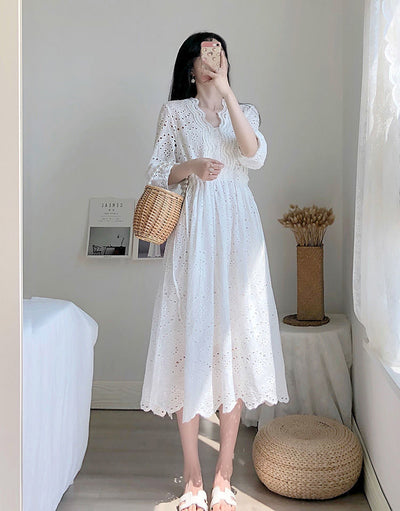 Vestido Elegante Slim con Encaje Bordado para Mujer - Image 8