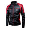 Chaqueta de Cuero Motociclista Casual con Costuras de Lana para Hombre