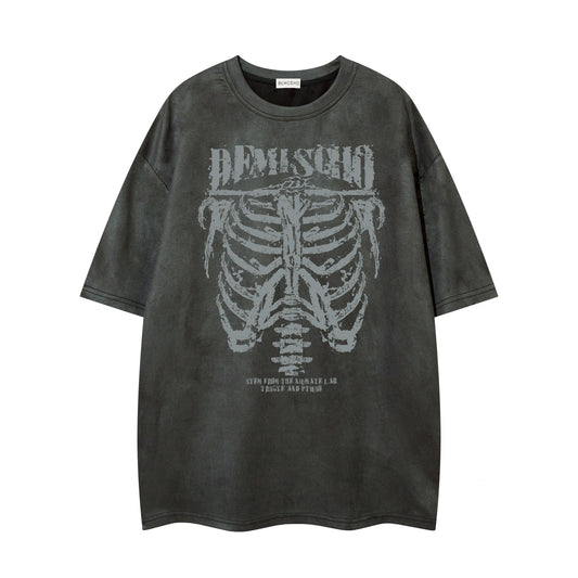 Playera de Ante con Estampado Calavera Oscura para Hombre