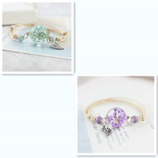Pulsera Esfera de Cristal con Flores Secas - Diente de León y Estrellas - Image 31