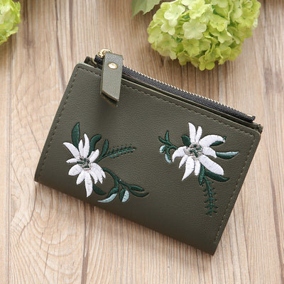 Cartera Delgada para Mujer con Bordado y Cierre de Cremallera - Image 6