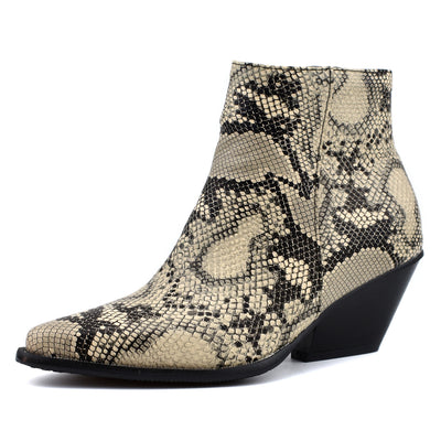 Botines Denim con Estampado Serpiente y Tacón Medio - Image 11