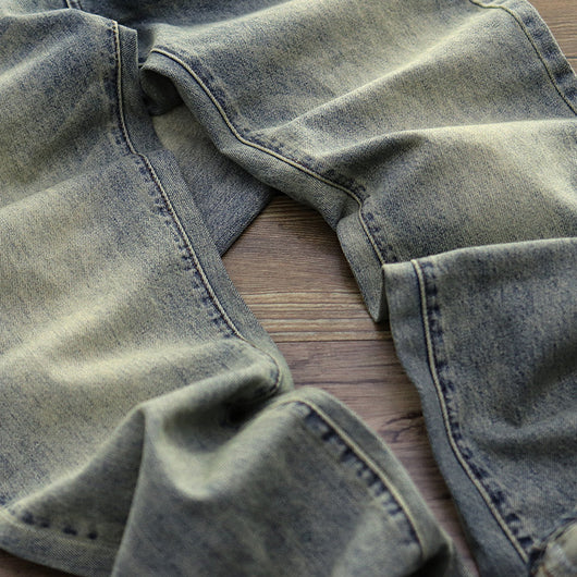 Pantalones Casuales Desgastados Estilo Americano en Tono Arena - Image 4