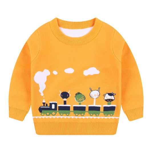 Abrigo de Lana Infantil Diseño Tren de Dos Pisos