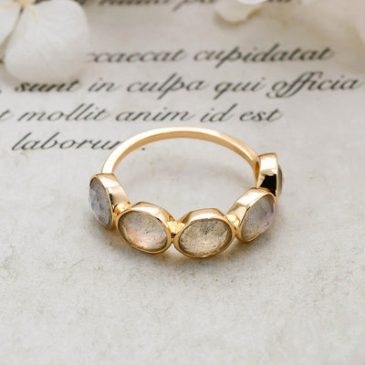 Anillo Labradorita Vintage Francés Plata 925 y Oro 14K - Image 4