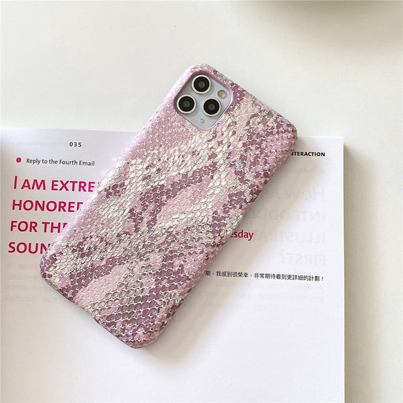 Funda para Celular Rosa Dorado con Patrón de Piel de Serpiente