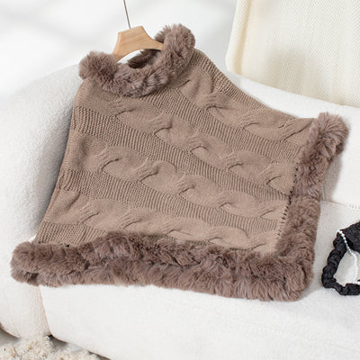 Poncho Suéter Grueso Trenzado con Cuello Alto - Image 19