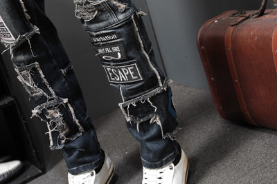 Jeans Rotos con Parches Bordados para Hombre - Image 10
