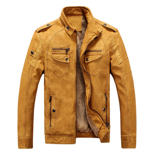 Chaqueta de Cuero Retro con Terciopelo Lavado - Image 17