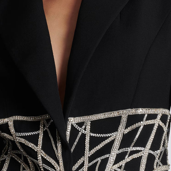 Blazer Ejecutivo para Mujer con Detalles de Diamantes y Efecto Reductor