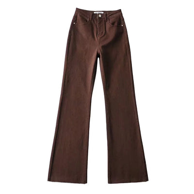 Pantalones Flare Cintura Alta con Borde Crudo - Moda Trendy para Mujer - Image 14