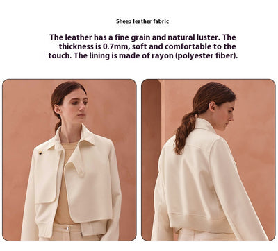 Chaqueta Retro de Cuero Genuino para Mujer - Estilo Temperamental - Image 11