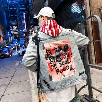 Chaqueta de Denim con Estampado Graffiti Cartoon - Image 6