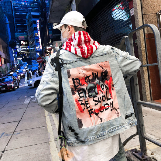 Chaqueta de Denim con Estampado Graffiti Cartoon - Image 6