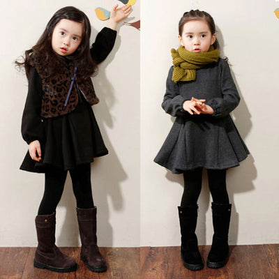 Vestido Infantil de Terciopelo Grueso con Volantes para Otoño e Invierno - Image 4