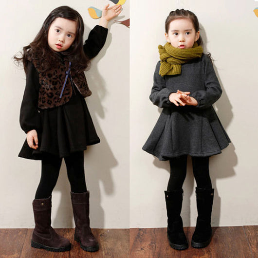 Vestido Infantil de Terciopelo Grueso con Volantes para Otoño e Invierno - Image 4