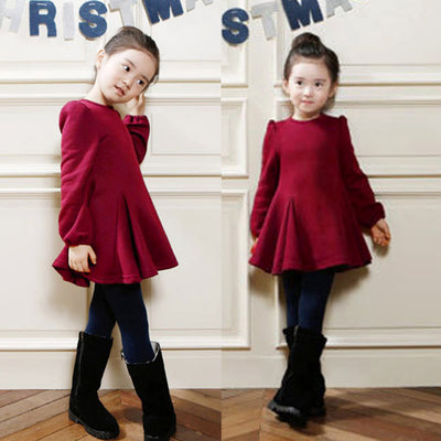 Vestido Infantil de Terciopelo Grueso con Volantes para Otoño e Invierno - Image 3