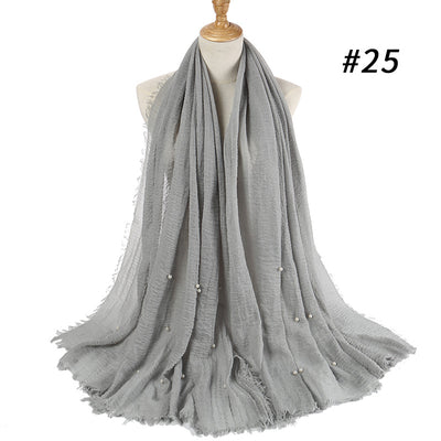 Pañuelo de Algodón y Lino Arrugado Monocromático - Image 33
