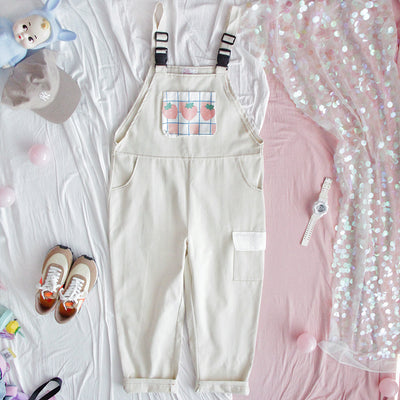 Jumpsuit Femenino Japonés Talle Alto con Estampa de Fresa - Image 10